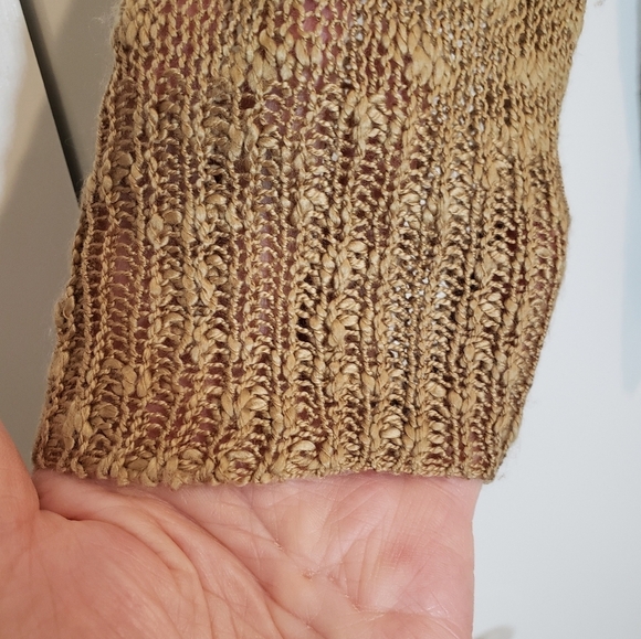 Umgee Tunic Open Knit Oversized Boxy Laced CrochetTan Off White Size Sma… - Picture 5 of 10